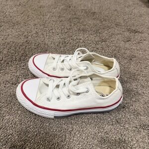 Kids Converse All Star Chuck Taylor Low Top Sneakers White Red Size 12